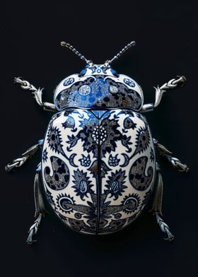 Blue and White Beetle