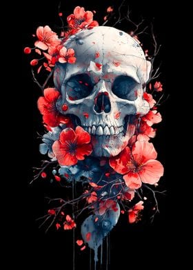 Skull and Cherry Blossoms