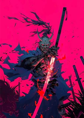 Samurai with Demon Mask