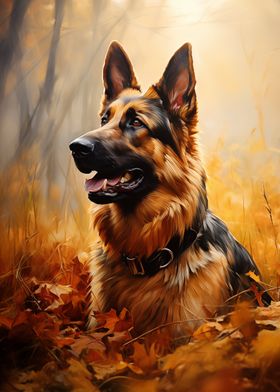 German Shepherd in Autumn