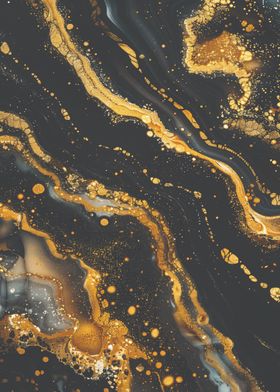 Abstract Gold and Black Marble