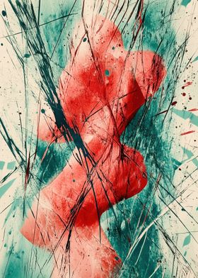 Abstract Red and Green Art