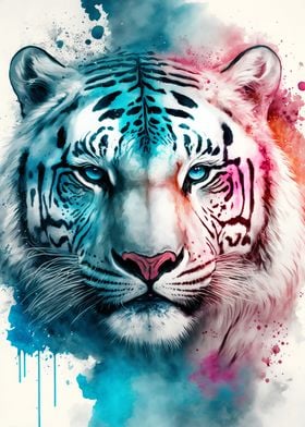 White Tiger Watercolor Artwork