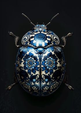 Blue and White Beetle