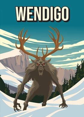 Wendigo Cryptid Monster Travel Art Print