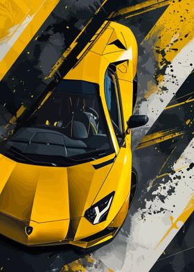 Yellow Lamborghini Art