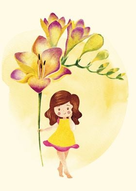 Girl with Freesia Flower