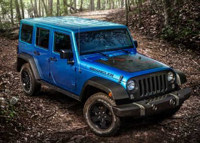 Blue Jeep Wrangler Off-Road