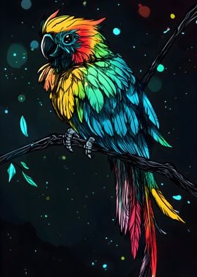 Rainbow Parrot on Branch