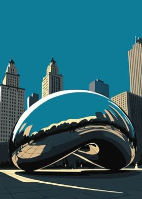 Chicago Cloud Gate Travel Poster