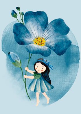 Girl with Giant Linum Flower