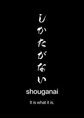 Shouganai Japanese Calligraphy  Inspirational Motivational Quote