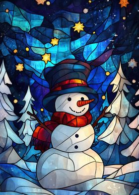 Stained Glass Snowman