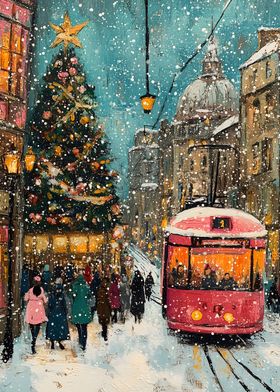 Snowy Christmas Street Scene