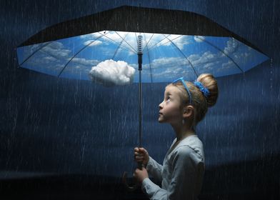 Girl with Upside-Down Umbrella