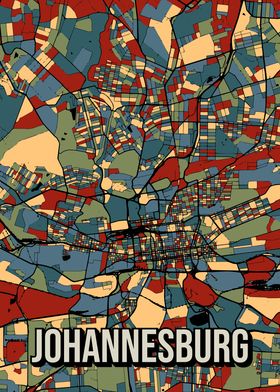 Johannesburg Vintage South Africa City Map Art