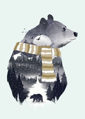 Bear Winter Landscape