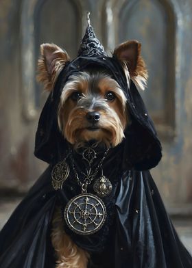 Enchanted Canine: The Mystical Dog in Dark Robes