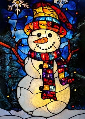 Stained Glass Snowman