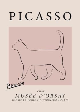 Picasso Cat Line Art Print