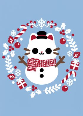 Cat Snowman Christmas