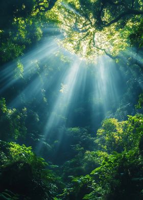 Sunlight Through Forest Canopy