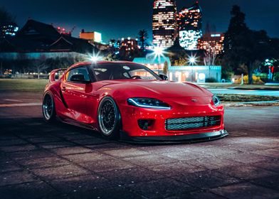 Red Toyota Supra Night Shot