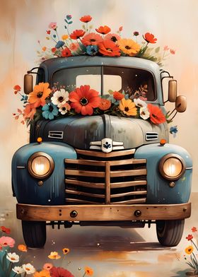 Vintage Truck with Flowers