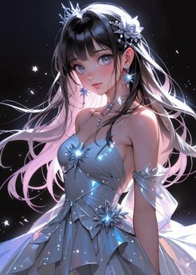 Anime Girl in Starry Dress