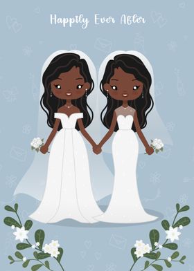 Cute Lesbian Wedding Illustration