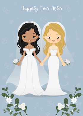 Cute Lesbian Wedding Illustration