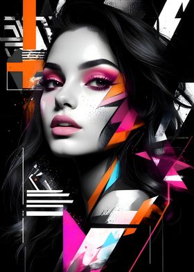 Abstract Portrait with Geometric Shapes