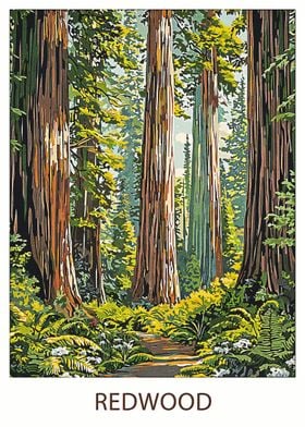 Redwood Forest Painting