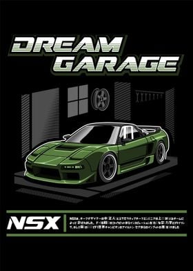 Green Army NSX in Garage