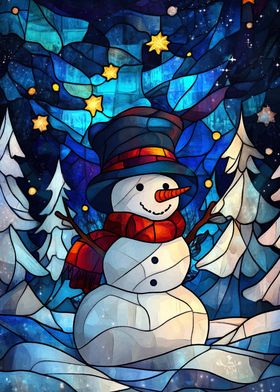 Stained Glass Snowman