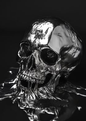 Metallic Skull Sculpture