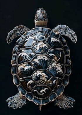 Sea Turtle with Wave Design