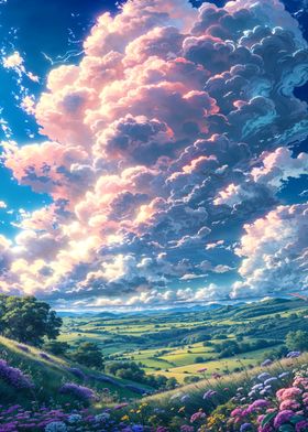 Dreamy Floral Sky Landscape