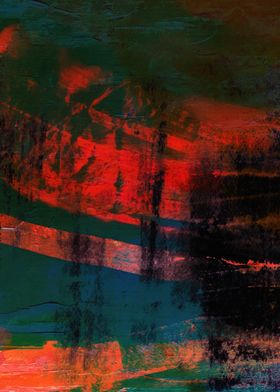 Abstract Red and Green Painting