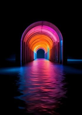 Neon Archway Reflection