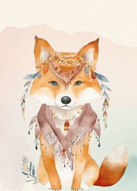 Boho Fox Watercolor