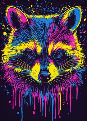 Neon Raccoon Art