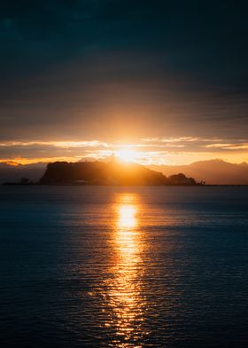 Golden Sunset Over Island