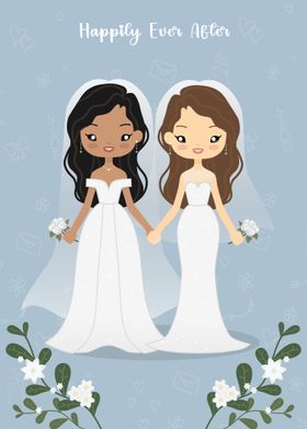 Cute Lesbian Wedding Illustration