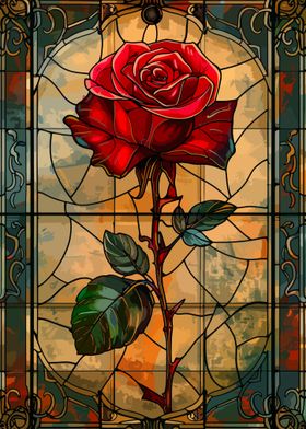 Stained Glass Rose Flower