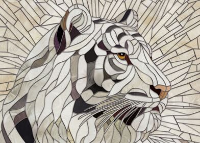 White tiger - Stained Glass Mosaic Digital Art