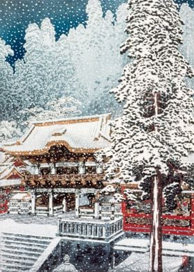 Snowy Temple in Japan