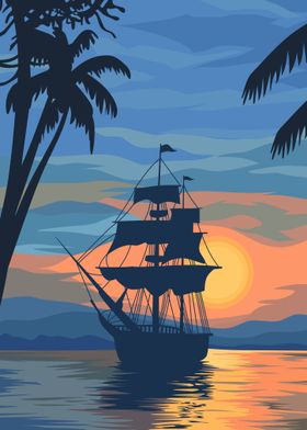 Sunset Sailboat