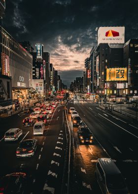 Nighttime Cityscape in Japan