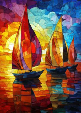 Sailboats at Sunset